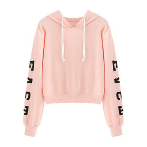 Sudadera con Capucha Bordada para Mujer, Sudadera Corta de Invierno, 100% Algodón, Sexy - Product Image 1