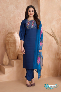 ชุด kurta พิมพ์ดิจิตอลธรรมชาติชุดแฟนซีชุดสีส้ม Palazzo และ dupatta - Product Image 2