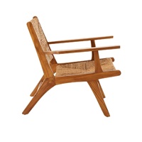 Chaise de relaxation pour patio, en teck et assise en tissu tressé, pour extérieur