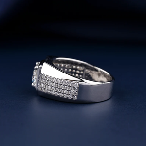 Personalized 925 <b>Silver</b> <b>Mens</b> <b>Ring</b> With Round Cut Moissanite Diamond <b>Ring</b> Designed for Maximum Shine and Street Luxury Design - Product Image 4