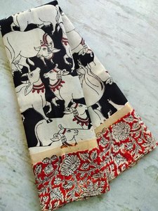 KALAMKARI NELLORE SOIE JARI BORDER SAREES AVEC BLOUSE - Product Image 4