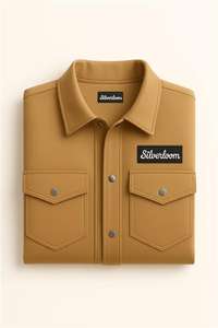 Veste surchemise personnalisée avec logo pour hommes |   Shacket uni avec deux poches poitrine |   Veste d'hiver en coton brossé doux - Product Image 6