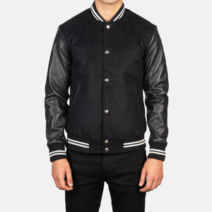 <b>Top</b> Trending Varsity College Baseball Jacket For Men Casual Canvas Varsity Design with Wool Body and <b>Leather</b> Sleeves for Winter - Product Image 2
