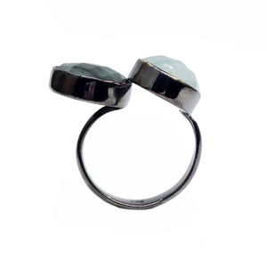 Vêtements de tous les jours en argent sterling 925 Onyx noir vert améthyste pierres précieuses classique à la mode Unique unisexe anneaux - Product Image 3