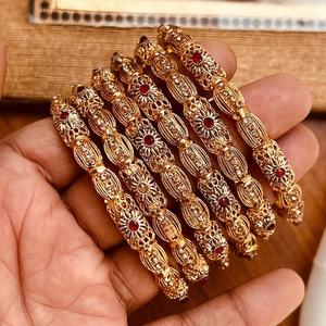 Hot Selling Indian Wholesale Wedding Bridal Wear Kundan <b>Bangles</b> Set Premium Quality Fashionable <b>Bangles</b> Jewelry for <b>Women</b> Ladies - Product Image 4