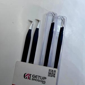Pince à épiler GETUP BROSONS IMPEX longue, droite, à 45 degrés, avec revêtement noir en poudre, pour extensions de cils, outils de beauté - Product Image 6