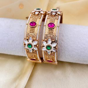 ชุดกำไลข้อมือคาดาดีไซน์สวยสำหรับเจ้าสาวเครื่องประดับโทนสีทองสำหรับผู้หญิงเด็กผู้หญิงสำหรับงานหมั้นและ mehendi - Product Image 1