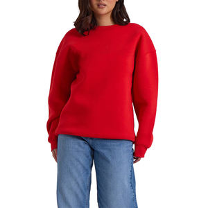Sudadera con Capucha de Felpa Roja Sólida con Lavado Ácido Estilo Urbano OEM para Mujer - La Mejor Calidad al por Mayor - Product Image 3
