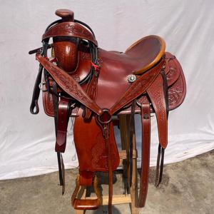 Conjunto de Silla de Montar Western de Cuero con Diseño Artístico de Barril de Madera Premium |   Juego de Herrajes de Acero Inoxidable Hechos a Mano para Montar a Caballo - Product Image 4