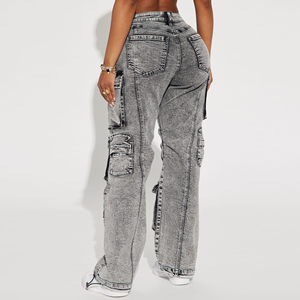 Pantalones vaqueros holgados Vintage desgastados para mujer, pantalones vaqueros rasgados con lavado de piedra de cintura alta, ropa de calle informal holgada, carga al por mayor a granel - Product Image 4