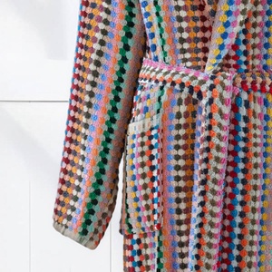 Peignoir turc Pompom multicolore, col châle, 100% coton - Product Image 3