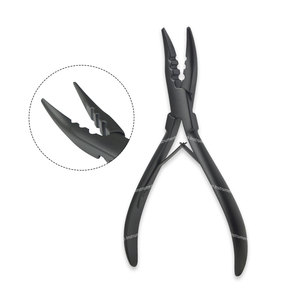 Alicates de mandíbula lisos de nariz doblada de acero inoxidable de alta calidad profesional para extensiones de cabello - Product Image 4