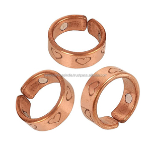 Anillo de cobre puro grabado con corazón de alta calidad al por mayor, anillo de desintoxicación linfática, anillos abiertos ajustables, regalos de joyería - Product Image 6