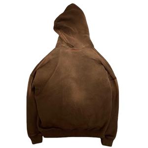 Sudadera con capucha lavada de peso pesado con logotipo personalizado al por mayor Jersey transpirable desteñido al sol de algodón de rizo francés sudaderas con capucha para hombre bajo MOQ - Product Image 4