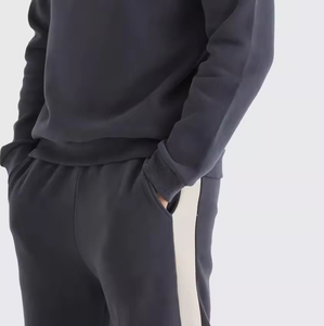New Custom High Quality Cotton Tracksuit <b>Quarter</b> <b>Zip</b> And Flared Pants Luxury Oversized Sweatsuit For <b>Men</b> - Product Image 2