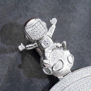 Completamente helado corte redondo Moissanite letra personalizada Logo patrón Hip Hop colgante collar chapado en oro joyería de moda Unisex - Product Image 2