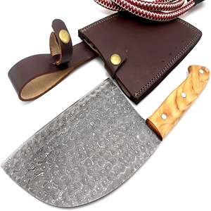 Handmade Damascus Steel Custom Butcher Knife with Full Tang Kitchen Knife with Wood Box Leather Sheath Bone <b>Chopper</b>-Whole <b>Sale</b> - Product Image 1