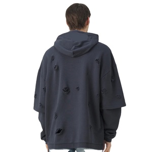 Breathable <b>Top</b> Fashion <b>Distressed</b> Hoodie Wholesale 100% Cotton Vintage Men <b>Distressed</b> Hoodies - Product Image 3