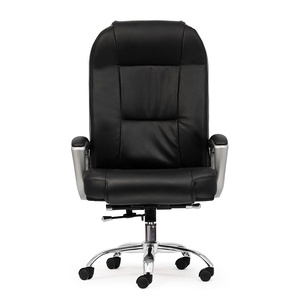 Silla Ejecutiva HOM1034-01 con Respaldo Acolchado Alto y Patas Metálicas, Ergonómica, de Cuero PU, Altura Ajustable para Talleres - Product Image 2