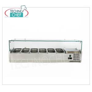 Vitrine Réfrigérée pour Ingrédients de Pizza de 140 cm de Long, Économe en Énergie, en Verre Réglable, pour 6 Contenants GN 1/4 - Product Image 2