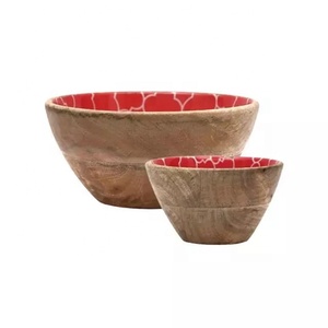 Tazón de madera esmaltado con Mango para boda, juego de cuchara para ensalada o cuenco para servir, con logotipo personalizado, para Hotel - Product Image 5