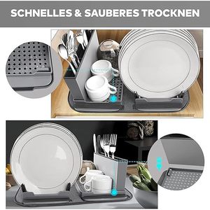 Escurridor de Platos Plegable de Secado Rápido con Tapete de Microfibra, Práctico Escurridor para una Drenación Eficiente - Product Image 3