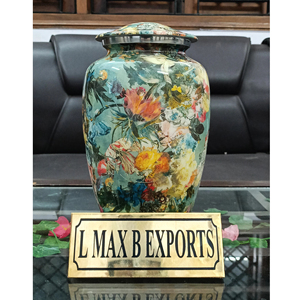 Urnas de cremación con diseño de bosque para adultos de metal de aluminio con bolsa de terciopelo gratis precio al por mayor - Product Image 1