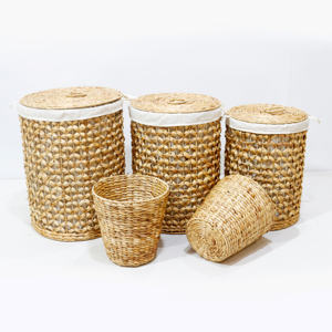 Handmade Water Hyacinth Storage <b>Box</b> with Bamboo Laundry <b>Hamper</b> from Artex Dong Thap Factory for Eco Friendly Home Use - Product Image 4