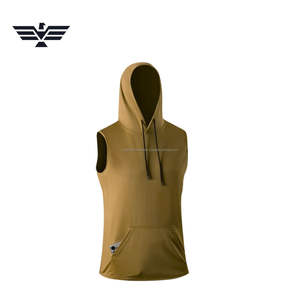 Sudadera sin mangas con capucha ligera de primavera al por mayor, diseño personalizado unisex, con bolsillo canguro, 100% algodón - Product Image 1