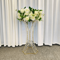 Support à fleurs en métal doré et argenté 80 cm, décoration de mariage, centre de table, vase à fleurs pour la décoration de fête de mariage
