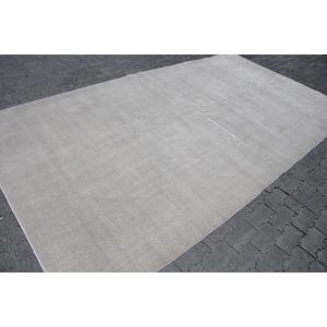 Tapis turc vintage surdimensionné 6,3x11,3 pieds, gris, à bords, design patchwork, en laine, latex, écologique, décoration intérieure - Product Image 3
