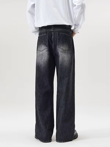 Logo personnalisé hommes Vintage délavé Baggy Jeans blanc noir bleu délavé pantalon ample jambe large grande taille Streetwear hommes Baggy Jeans - Product Image 6