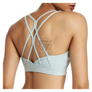 Custom 75%Nylon 25%Spandex High Quality Adjustable Crew Neck Solid High Support Crisscross <b>Straps</b> Lace Fitness Sports <b>Bra</b> - Product Image 5