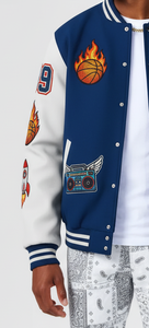 <b>Mens</b> Custom High Street <b>Varsity</b> <b>Bomber</b> <b>Jackets</b> Stand Collar Hooded Wholesale Casual Team & Brand Orders - Product Image 5