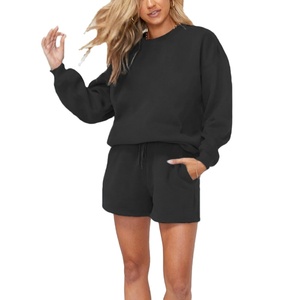 Conjuntos Deportivos Casuales de Invierno para Mujer, Sudadera y Pantalones Cortos Personalizados con Logotipo 3D para Bordar, Diseño Transpirable 2026 - Product Image 1