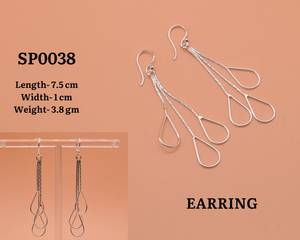 Pendientes largos de plata en plata de ley 925, joyería hecha a mano lisa, regalo perfecto para su cumpleaños - Product Image 2