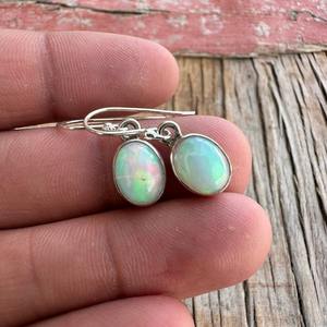 925 solide en argent Sterling à la main pierres précieuses opale Spinner boucles d'oreilles filles mode femmes balancent 925 timbre argent classique bijoux - Product Image 3