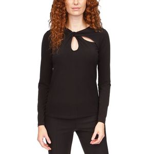 Maglia da donna Michael Kors Twist Keyhole Top nera taglia 2 Petite vestibilità ampia in maglia con logo decorativo per primavera estate - Product Image 1