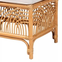 Banc en rotin avec matelas blanc