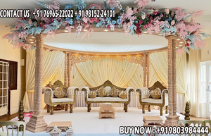 Conjunto de Muebles para la Ceremonia Walima Musulmana, Elegante Conjunto de Sofás para Boda, Sofá Tallado de Lujo Real Dorado para Boda, EE. UU. - Product Image 6