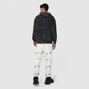Fabricant de streetwear OEM, ensemble pantalon de survêtement et sweat à capuche avec logo personnalisé et broderie d'appliques, patchwork lavé - Product Image 4