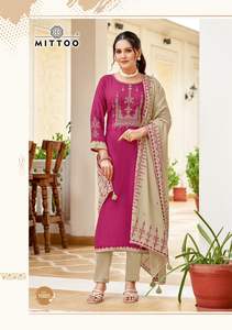 Conjunto de Vestido de Novia de Rayón con Estampado de Diseño para Mujer, Maruti Fashion, Kurti Bordado con Pantalón y Dupatta para India y Pakistán - Product Image 5