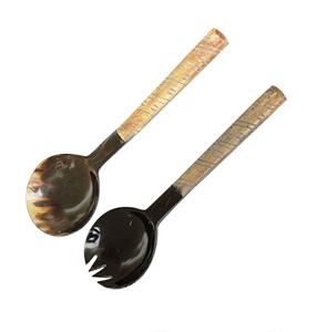 Juego de Servir Ensaladas de Mármol y Madera Natural con 2 Espátulas, Utensilios Hechos a Mano Sostenibles - Product Image 5