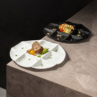 Assiette à dîner à 9 grilles unique pour restaurant d'hôtel, plateau de dim sum japonais séché, assiette plate de service en céramique pour pâtes aux fruits et snack