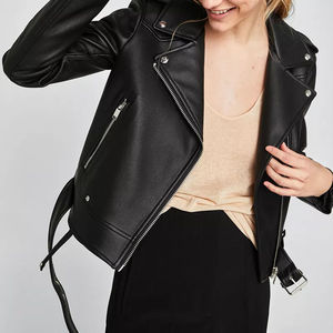 Chaqueta de Cuero Genuino para Mujer, Corte Moderno, Suave, a la Moda, Informal, para Uso Diario, Ligera, con Forro de Algodón, Resistente al Viento - Product Image 2