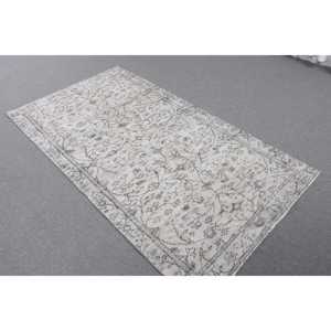 พรมตุรกี ขนาด 3.7x6.6 ฟุต สีเทา-น้ำเงิน ลายดอกไม้ ทำจากขนสัตว์ วินเทจ - Product Image 2