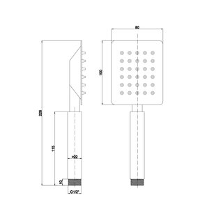 Pommeau de douche carré en acier chromé pour salle de bain et toilettes - Product Image 2