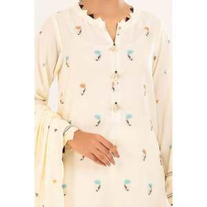 Conjunto de Traje Jacquard Off-White Sin Costuras para Mujer, 3 Piezas, Atuendo Elegante - Product Image 3