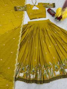 Mayorista Chinon Lehenga Choli Conjunto Bordado Pesado Blusa de diseñador Ropa de mujer étnica para boda Fiesta festiva Celebración - Product Image 4