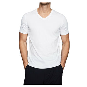 Camisetas de Cuello en V para Hombre al por Mayor, 100% Algodón, Ecológicas, Transpirables, Blancas, Lisas, Ajustadas, con Impresión de Logotipo Personalizado, Suaves - Product Image 1